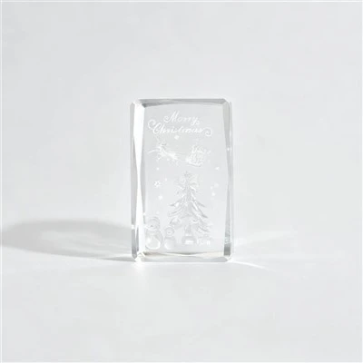 3D Laser Engraved Christmas Tree Crystal Cubes