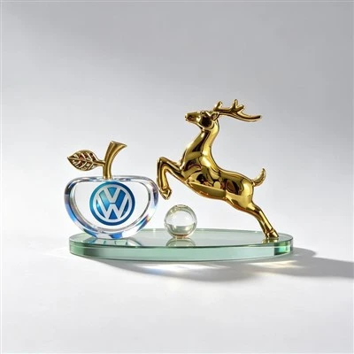 Crystal Apple Golden Deer Car Dashboard Ornament