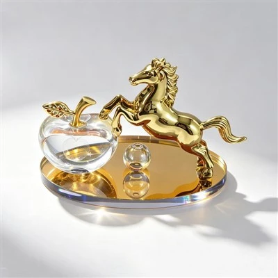 Gold Horse Crystal Apple Car Ornament