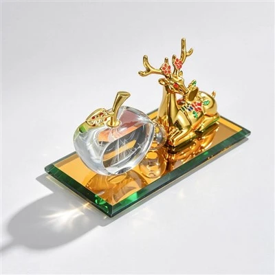Golden Deer Crystal Apple Car Perfume Ornament