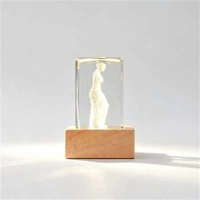K9 Crystal Block Laser Engraved Human Statue
