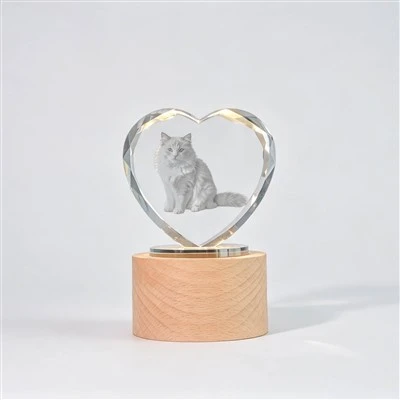 K9 Crystal Heart‑Shaped Pet Photo Keepsake