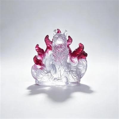Nine Tailed Fox Handcrafted Art Glass Sculpture