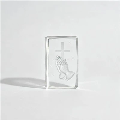 Square K9 Crystal 3D Engraved Jesus Cross Figurine