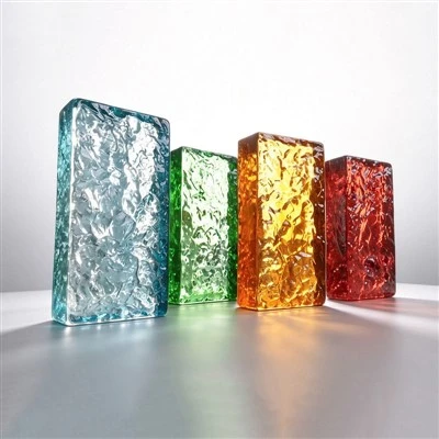 Textured Kiln Formed Colored Solid Glass Blocks